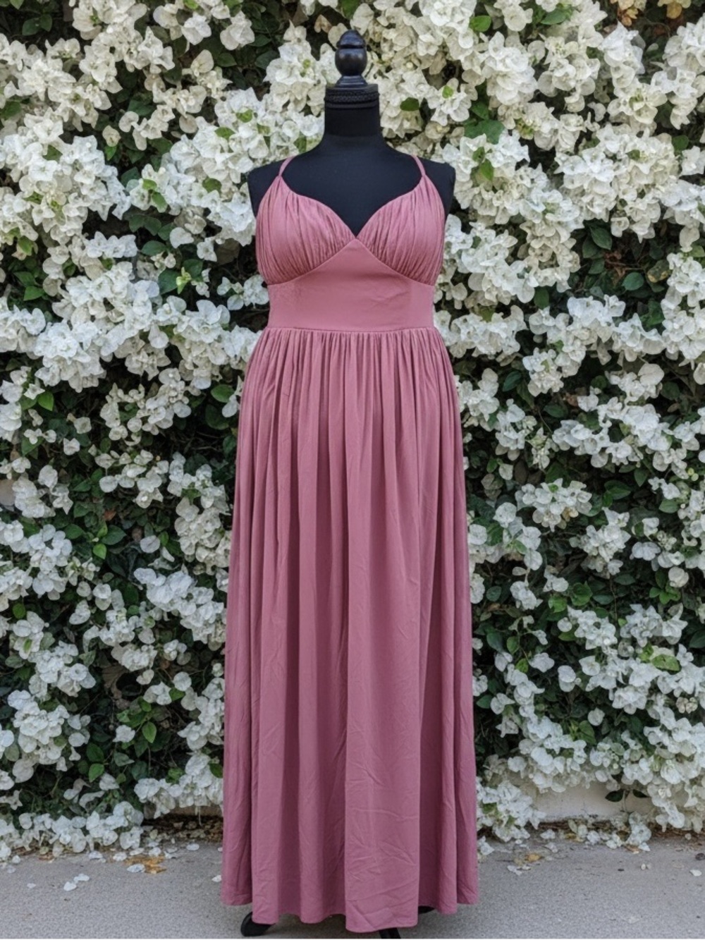 Azazie Rose Dust Pleated Chiffon Spaghetti Strap Evening Dress